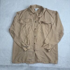 Silk Able Tan Long Sleeve Button Up Collared Shirt Men's Medium